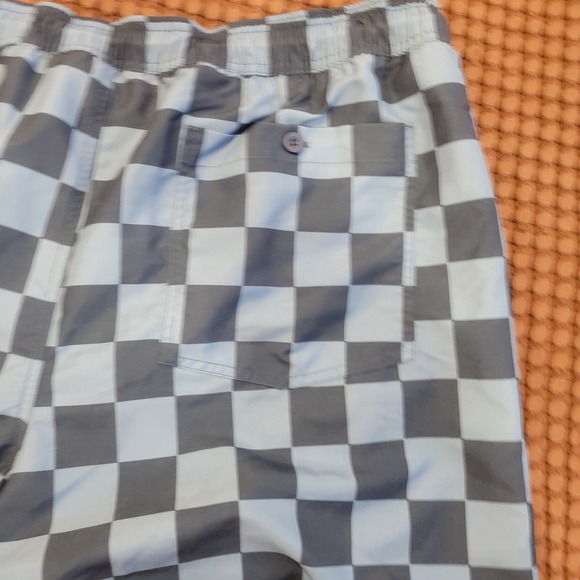 No Boundaries Men 2XL Blue Checkered Swim Trunks Elastic Waist Quick Dry UPF 50+ - Picture 5 of 6